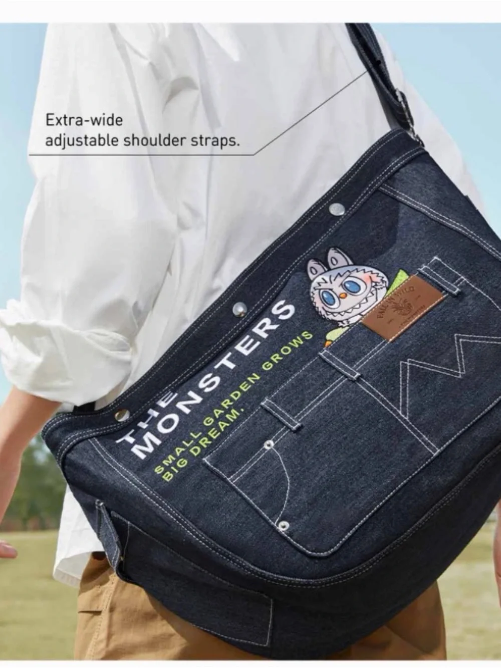 THE MONSTERS FALL IN WILD SERIES-Denim Messenger Bag